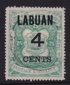 NORTH BORNEO - Labuan QV SG108, 4c on 25c, FINE USED. - Imagen 1 de 2
