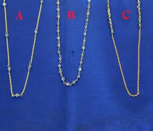 925 Silber vergoldet Labradorit Perlen Halskette 36" Handarbeit Edelstein Schmuck - Bild 1 von 21