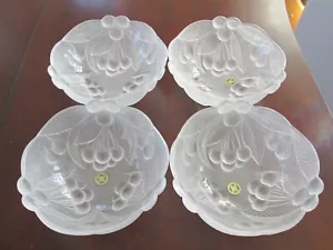 "4 cuencos de cerezo esmerilado Hoya Corp vintage de 6"" con pegatinas hechos en Japón" - Imagen 1 de 8