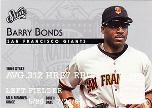 BARRY BONDS Giants 1995 Donruss Studio Autograph #7 Raised Stats Base