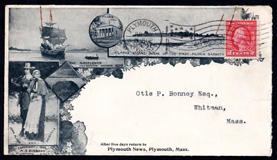 US 1919 ADVERTISING PLYMOUTH, MASS. FROM PLYMOUTH NEWS TO WHITMAN, MASS. - Image 1 of 2