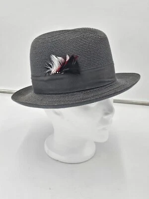 Sombrero Fedora De Paja De Colección Dobbs Fifth Avenue Para Hombres 6 3/4 - 54 Acero Con Plumas Foto 1 de 4