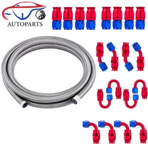 4AN-6AN-8AN-10AN Nylon Braided PTFE Fuel Line with 10 or 20 Fitting Hose Kit - Picture 1 of 16