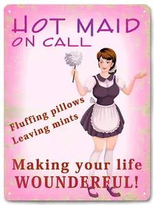 Hot Maid insegna METALLO donna pulizia divertente grande regalo stile vintage decorazione parete 649 - Foto 1 di 2