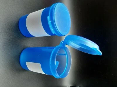90ml clear blue storage container tube vial with flip top lid x 10 craft bead - Image 1 of 3