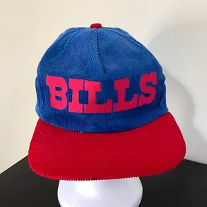 De colección Años 90 Raro BUFFALO BILLS Sombrero Pana NFL Starline Snapback Gorra Azul Rojo - Imagen 1 de 7