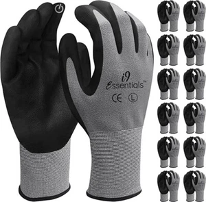Mikroschaum Arbeitshandschuhe Touchscreen Grip Nitril beschichtet grau schwarz groß 12 Paar - Bild 1 von 6