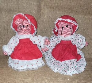 Conjunto de peluche de ratón de Navidad/2 delantales de vestir gorro decoración hecha a mano vintage  - Imagen 1 de 7