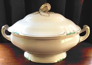 Große antike Hutschenreuther Abt Paul Müller ovale Suppe Tureen GOLD Borte 14""_EUC - Bild 1 von 12
