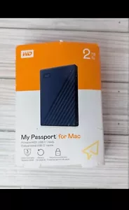 WESTERN DIGITAL MY PASSPORT FOR MAC EXTERAL HD, 2TB NAVY - Picture 1 of 9