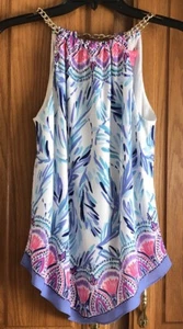 LILLY PULITZER Lined Sleeveless Halter Top W/Chain Neck Closure XXS - Picture 1 of 5