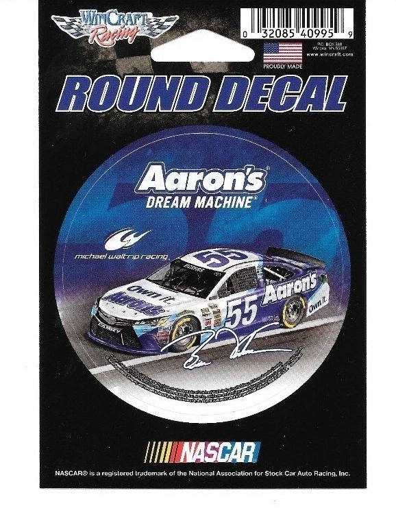 BRIAN VICKERS #55 AARON'S 2015 COCHE WINCRAFT 3" CALCOMANÍA REDONDA PEGATINA Foto 1 de 1