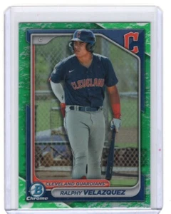 2024 Bowman Chrome Ralphy Velazquez Lunar Glow Green BCP-29 Cleveland Guardians - Picture 1 of 2