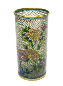 Chinesische Plique-à-jour Emaille Vase, florale Designs  - Bild 1 von 5