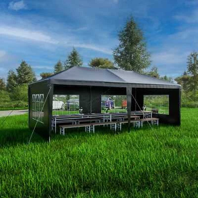 Gazebo PE 3X6M Outdoor Patio Shade Canopy Waterproof 6 Pieces Sidewalls Grey - Image 1 of 4