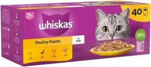 40 x 85g Whiskas 7+ Poultry Feasts Mixed Senior Wet Cat Food Pouches in Jelly UK - Picture 1 of 8