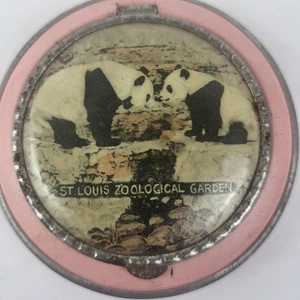 Vintage St Louis Zoologischer Garten Panda Bär Puder Kompaktspiegel Zoo Souvenir - Bild 1 von 12