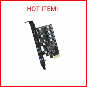 Carte d'extension 4 ports PCI-E vers USB 3.0 (2 ports USB Type-A et 2 ports USB Type-C), I - Photo 1/2