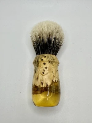 Mango híbrido de arce con cepillo de afeitar de tejón mejor de dos bandas, amarillo y bronceado Foto 1 de 4