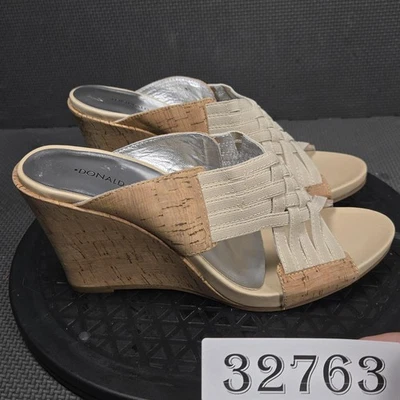 Donald J Pliner Zapatos Mujer Talla 8M Beige Corcho Plataforma Cuña Sandalias Tacones Foto 1 de 4