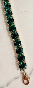 PARK LANE Limited Edition gold asher-cut emerald crystals AVENUE Bracelet 7"+2" - Picture 1 of 6
