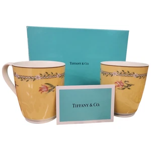 Tiffany & Co. Pink Tulip Mugs Designed by Sybil Connolly New in box - Picture 1 of 12