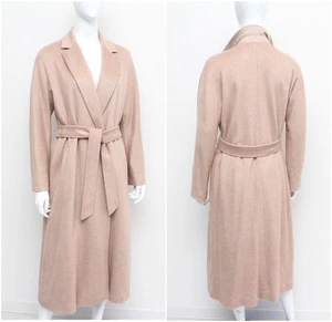 Women's MAX MARA Cashmere Camel Wool Long Wrap Coat Overcoat Belted US12, ~M - Picture 1 of 15