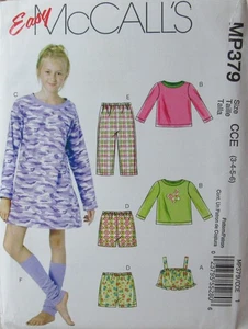 McCalls 379 Little Girls 3-4-5-6 Nightshirt Pajamas PJ Pants Shorts Top Pattern - Picture 1 of 2
