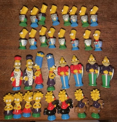 复古 SIMPSONS 3D 国际象棋套装游戏 1992 年套装 * 仅件 * 32 件 — 第 1/4 张图片