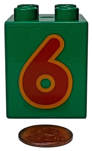 Lego Duplo NUMBER #6 Train Replacement 2 x 2 BLOCK Building Brick Six Green - Picture 1 of 3