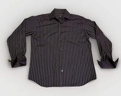 Banana Republic Cotton Button Down Men’s Shirt XL 17-17.5 Black Blue Striped - Image 1 of 4