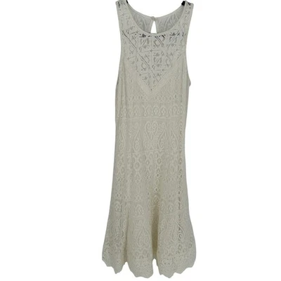 Vestido Hollister Crema Encaje Hasta la Rodilla Cuello Redondo Sin Mangas Pradera Occidental M Foto 1 de 4