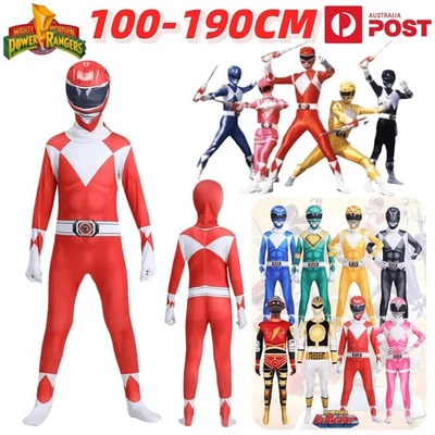 Kids Adult Mighty Morphin Power Rangers Costume Cosplay Book Week Halloween UK - Image 1 of 4