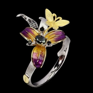 925 Anello Argento Sterling Ovale Nero Spinello Mano Naturale Gemma Gioielli Sz - Foto 1 di 14