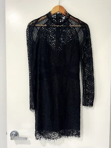 Bec Bridge Lace Long Sleeve Mini Sheath Dress Black Size 10 - Picture 1 of 6