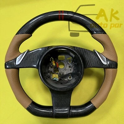 Volante de fibra de carbono apto para Porsche Cayenne 911 Boxster Cayman 2010-2016 Foto 1 de 4