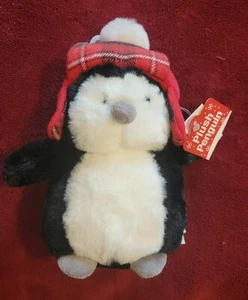 American Greetings Plüsch-Pinguin weiches Stofftier Spielzeug 8 Zoll schwarz rot Urlaub - Bild 1 von 2