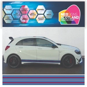 Martini side stipes no logo laminated for Mercedes sticker graphics decal - Picture 1 of 2