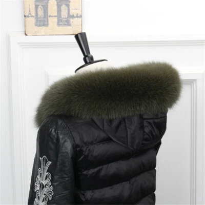 100% Real Fox Fur Collar Genuine Scarves Winter Jackets Hood Trim Warm Shawl - Image 1 of 4
