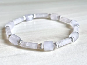 Rosenquarz Röhre Perlen Armband (auf Stretch) 8 mm AAA 7" Zoll echter Stein - Bild 1 von 5