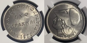 Greece 1926 2 Drachmai NGC MS65 GEM UNC KM# 70 NGC #2412 - Picture 1 of 7