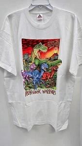 Vintage 1990 s Human-i-Tees T-Shirt Pre-Historic Warriors Dinosaurs Size XL NOS - Picture 1 of 9