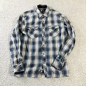 Kuhl Shirt Mens Medium Blue Plaid Pearl Snap Long Sleeve Outdoors Hiking - Picture 1 of 8