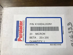 PUROLATOR  K100EAL202N1 Filter 20 Micron Qty-1  (NEW) FREE SAME DAY SHIPPING! - Picture 1 of 10