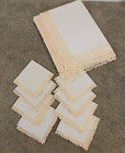 Ensemble de nappe vintage en dentelle 84x64 coton blanc avec 8 serviettes pêche blanche