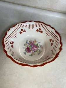 TAZÓN DE SERVIR REDONDO CORAZÓN ROJO ROSA HOMER LAUGHLIN VIRGINIA DE COLECCIÓN G 46 N 8 - Imagen 1 de 6