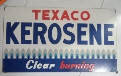 Texaco Keroseen Burning  Porcelain Enamel Metal Sign 24 x 14 inches Double Side - Image 1 of 4