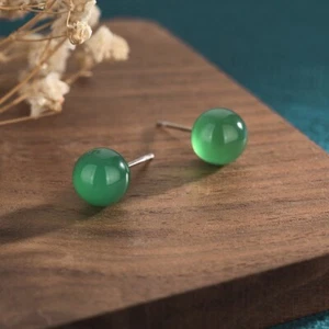 Orecchini eleganti cinesi giada verde - simbolo di fortuna e prosperità - Foto 1 di 3