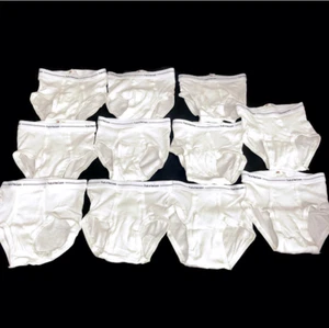 11 Pairs Vintage Fruit Of The Loom Boys Briefs Underwear White Size 10 - Picture 1 of 5