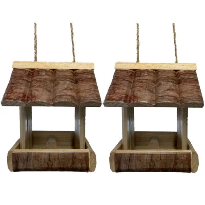 QUICKDRAW Set 2 x Tavolo per uccellini selvatici da giardino sospeso mangiatoia in legno casa rifugi in legno